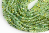 Natural Prehnite Beads Full Strands-15.5 inches-2-3mm- Nice Size Hole- Diamond Cutting, High Facets-Nice and Sparkly-Faceted Round