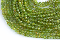 Natural Beautiful TINY 3-4mm SHARP CUT Peridot semi-round / roundel Gemstone Beads