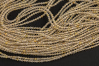 Golden Rutilated Quartz Beads Full Strands-15.5 inches-2-3mm- Nice Size Hole- Diamond Cutting, High Facets-Nice and Sparkly-Faceted Round