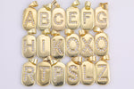 14k Gold Initial Tag Letter Charm CZ Cubic A - Z Alphabet Letter Drop Charm Pendant Personalized Charm -10x20mm