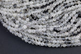 Natural Tourmalinated Quartz Beads Full Strands-15.5 inches-4mm-Nice Size Hole-Diamond Cutting,High Facets-Nice and Sparkly-Faceted Rondelle
