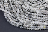 Natural Tourmalinated Quartz Beads Full Strands-15.5 inches-4mm-Nice Size Hole-Diamond Cutting,High Facets-Nice and Sparkly-Faceted Rondelle