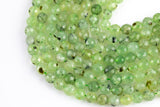 Natural Dark Prehnite Beads Grade AAA Faceted Round, 6mm, 8mm, 10mm- Full 15.5 Inch Strand AAA Quality Gemstone Beads