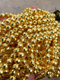 Gold Hematite Faceted Round - Thick Real Silver Coating - 6mm, 8mm, 10mm- Full 15.5 Inch Strand - High quality silver plating