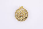 1pc 18k Gold Coin Evil Eye Charm Diamond CZ Drop Charm Cubic Protector Pendant Tiny Lucky Dainty Necklace - 20mm