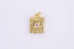 2pc 18k Gold Heart Postcard Charm Cubic Zirconia Heart Pendant Pave CZ Pendant Jewelry Making- 2 pcs per order- 5x15mm