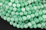 Green Angelite - JADE Smooth Round- 6mm 8mm 10mm 12mm-Full Strand 15.5 inch Strand AAA Quality