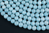 Med Aquamarine- JADE Smooth Round- 6mm 8mm 10mm 12mm-Full Strand 15.5 inch Strand AAA Quality