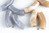 6pc Curved Tube for Bracelet Making - Acrylic Bamboo Beads, Curved Tube Beads, Resin 12 mm x 35mm, Bamboo Bracelet Bangle