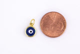 4pc 18k Gold Enamel Evil Eye Charm Diamond CZ Drop Charm Cubic Protector Pendant Tiny Lucky Dainty Necklace - 7mm- 4 pc Per order