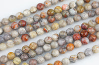 Natural Mexican Crazy Laced Agate Faceted Round 4mm, 6mm, 8mm, 10mm, 12mm, 14mm -Full Strand 15.5 inch Strand Gemstone Beads