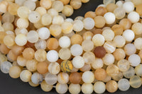 Natural Matte African Yellow Opal Beads, AA Quality Round- 6mm, 8mm, 10mm, 12mm, 14mm- Full 15.5 Inch Strand Gemstone Beads