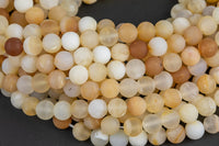 Natural Matte African Yellow Opal Beads, AA Quality Round- 6mm, 8mm, 10mm, 12mm, 14mm- Full 15.5 Inch Strand Gemstone Beads