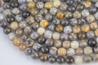 Natural Dendritic Opal Beads Faceted round sizes, 4mm, 6mm, 8mm, 10mm, 12mm - In Full 15.5 inch Strand AAA Quality Gemstone Beads