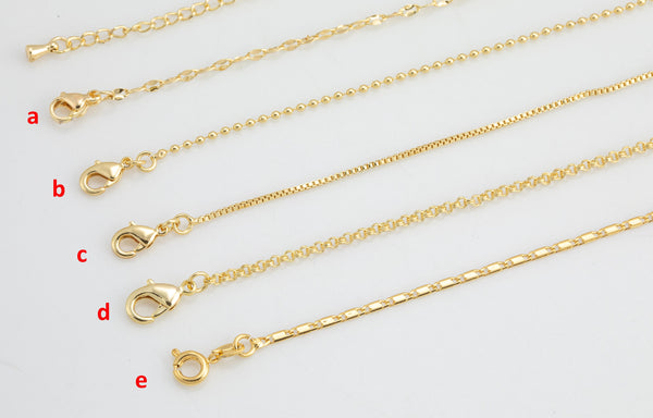 16" 14K DAINTY NECKLACE CHAIN Gold for Layering - Satellite Snake Singapore Ball Oval Rolo Chain 16" 17" 18" w/ 2-3" extender chain