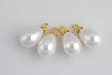 2 pcs Dainty Sea Shell Pearl Teardrop Briolette, half drilled Tiny Drop Pearl 10x18mm- Light Weight