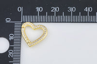 1 pc 15mm Heart Gold Micro Pave Spring Buckle Metal Snap Clasp Spring gate ring, Trigger Round Ring, Snap Clasp Hook for Jewelry Supply