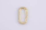 1 pc 13x27mm Oval Gold Micro Pave Spring Buckle Metal Snap Clasp Spring gate ring, Trigger Round Ring, Push Snap Hook for Jewelry Supply