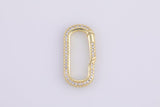 1 pc 13x27mm Oval Gold Micro Pave Spring Buckle Metal Snap Clasp Spring gate ring, Trigger Round Ring, Push Snap Hook for Jewelry Supply