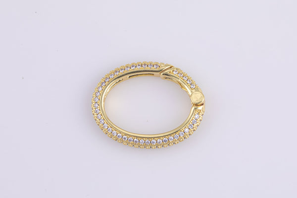 1 pc 18x23mm Oval Micro Pave Spring Buckle Metal Snap Clasp Spring gate ring, Trigger Round Ring, Push Snap Hook for Jewelry Supply