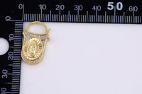 14k Gold Clasp clicker Lock Clasp, 14x23mm, Catholic Theme, Bracelet Necklace Clicker Connector