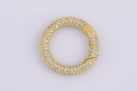 1 pc 18mm Gold Micro Pave Spring Buckle Metal Snap Clasp Spring gate ring, Trigger Round Ring, Push Snap Hook for Jewelry Fashion Supply
