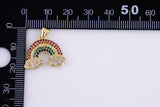 24K Gold SunBurst Charm for Necklace Multi Color Cz Charm Micro Pave Rainbow Charm Gold Sun Rise Celestial Jewelry-20mm