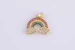 24K Gold SunBurst Charm for Necklace Multi Color Cz Charm Micro Pave Rainbow Charm Gold Sun Rise Celestial Jewelry-20mm