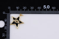 2pc 18k Gold Enamel Evil Eye Star Charm Diamond CZ Drop Charm Cubic Protector Tiny Lucky Dainty Necklace - 19mm- 2 pc Per order