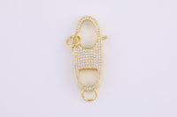 1 pc- 14k Gold Lobster claw clasp for Bracelet Necklace Buckle Micro paved ,CZ Cubic Clasp Fastener- 15x32mm