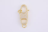 1 pc- 14k Gold Lobster claw clasp for Bracelet Necklace Buckle Micro paved ,CZ Cubic Clasp Fastener- 15x32mm