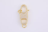 1 pc- 14k Gold Lobster claw clasp for Bracelet Necklace Buckle Micro paved ,CZ Cubic Clasp Fastener- 15x32mm