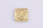 2pc 18k Gold Medallion Jesus God Catholic Church DIY Necklace Square Connector Charm- 16mm