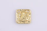 2pc 18k Gold Medallion Jesus God Catholic Church DIY Necklace Square Connector Charm- 16mm