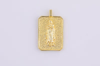 2pc 18k Gold Medallion Holy Virgin Mary Mother of Jesus God Catholic Church DIY Necklace Coin Charm Bead Bails- 16x21mm