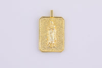 2pc 18k Gold Medallion Holy Virgin Mary Mother of Jesus God Catholic Church DIY Necklace Coin Charm Bead Bails- 16x21mm