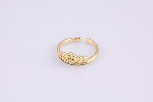 1 pc Gold Ring Crown Ring, Adjustable Ring, Minimalist Cz Ring, Micro Pave Ring, Gold Open Ring, Dainty Jewelry