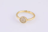 1 pc Gold Coin CZ Ring, Adjustable Ring, Minimalist Cz Ring, Micro Pave Ring, Gold Open Ring, Dainty Jewelry