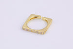 1 pc Gold Square Ingot CZ Ring, Adjustable Ring, Minimalist Cz Ring, Micro Pave Ring, Gold Open Ring, Dainty Jewelry