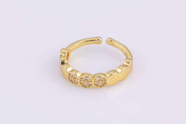 1 pc Gold Triple Coin CZ Ring, Adjustable Ring, Minimalist Cz Ring, Micro Pave Ring, Gold Open Ring, Dainty Jewelry