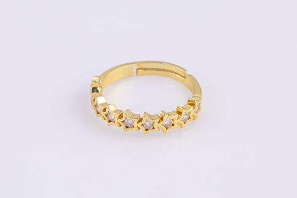 1 pc Gold Star CZ Ring, Adjustable Ring, Minimalist Cz Ring, Micro Pave Ring, Gold Open Ring, Dainty Jewelry