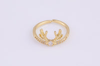 1 pc Gold Deer CZ Ring, Adjustable Ring, Minimalist Cz Ring, Micro Pave Ring, Gold Open Ring, Dainty Jewelry