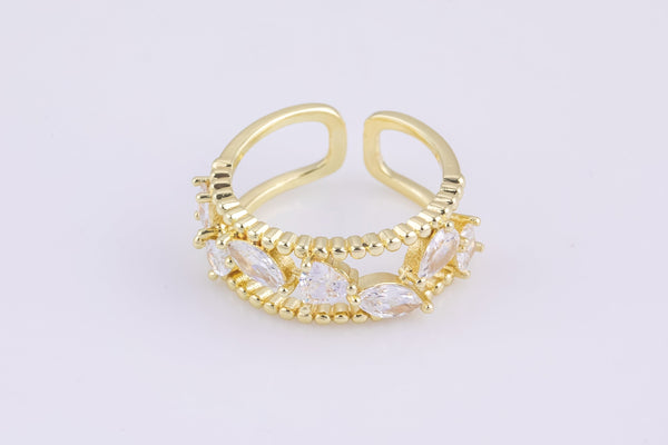 1 pc Gold CZ Ring, Adjustable Ring, Minimalist Cz Ring, Micro Pave Ring, Gold Open Ring, Dainty Jewelry