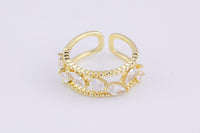 1 pc Gold CZ Ring, Adjustable Ring, Minimalist Cz Ring, Micro Pave Ring, Gold Open Ring, Dainty Jewelry