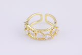 1 pc Gold CZ Ring, Adjustable Ring, Minimalist Cz Ring, Micro Pave Ring, Gold Open Ring, Dainty Jewelry