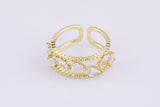 1 pc Gold CZ Ring, Adjustable Ring, Minimalist Cz Ring, Micro Pave Ring, Gold Open Ring, Dainty Jewelry
