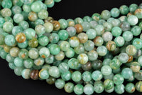 Natural Green Flower Angelite Beads AAA Grade Round - 6mm 8mm 10mm or 12mm - Full 15.5" 15.5 inch strands Smooth Gemstone Beads