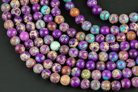 Natural Purple AFRICAN Sea Sediment Jasper smooth round sizes, 4mm, 6mm, 8mm, 10mm, 12mm- Full 15.5 Inch Strand- Wholesale Price Smooth