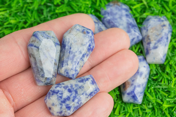 1 Pc Natural Sodalite Carved Coffin- 19x30mm