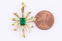 1 pc Dainty STARBURST With Emerald Cut CZ Charm- 18k Gold CZ Star Charm, Celestial Pendant, Micro Pave Charm- 25x35mm